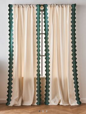 Anthropologie Maeve Scalloped Cotton Curtain 1 Panel- Home Accents NWOT